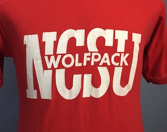 80s Vintage North Carolina State Wolfpack University NCSU ncaa college T-Shirt - SMALL