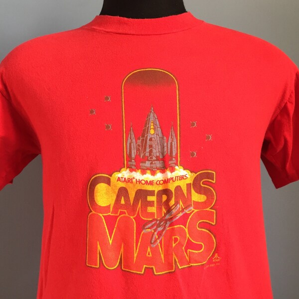 80s Vintage Caverns of Mars Atari Computers 1982 video game promo T-Shirt - MEDIUM