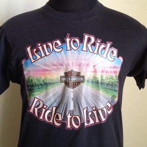80s Vintage Harley-Davidson Motorcycles Live to Ride Ride to Live iron-on T-Shirt - MEDIUM