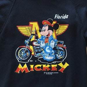 80s Vintage Mickey Mouse Walt Disney Florida motorcycle motor cycle deadstock dead stock kids child's childrens Sweatshirt - YOUTH 6X