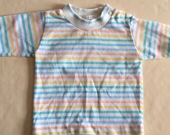 70s Health-Tex Brand Striped Long Sleeved Shirt - baby infant toddler kids child's girl's - YOUTH 3-6 Months