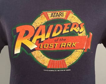 80s Vintage Raiders of the Lost Ark Indiana Jones 1982 Atari video game promo deadstock dead stock unworn T-Shirt - MEDIUM
