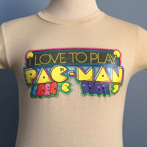 80s Vintage Pac-Man I Love to Play Midway pacman video game promo youth T-Shirt - XS X-SMALL