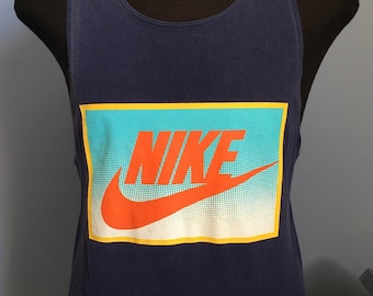 80s 90s Vintage Nike gray tag shoes athletic sports tank top sleeveless Shirt - MEDIUM