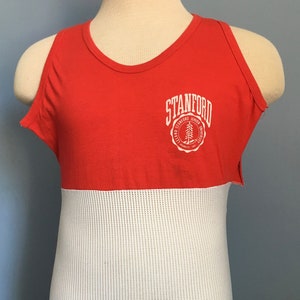 80s Vintage Stanford University Cardinals crest 1891 ncaa college sleeveless tank top Shirt - SMALL