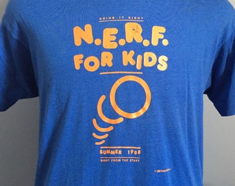 80s Vintage NERF For Kids 1988 Parker Brothers bros Summer Right From the Start toys n.e.r.f. T-Shirt - LARGE