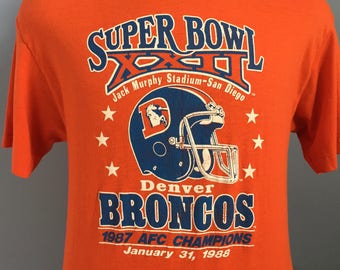 80s Vintage Denver Broncos Super Bowl XXII 1987 nfl football 1988 T-Shirt - MEDIUM