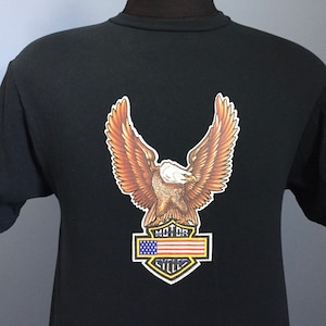 80s Vintage Harley-Davidson Motorcycles Bobo&#39;s Chopper Corner Germany Munich eagle motor cycles T-Shirt - MEDIUM