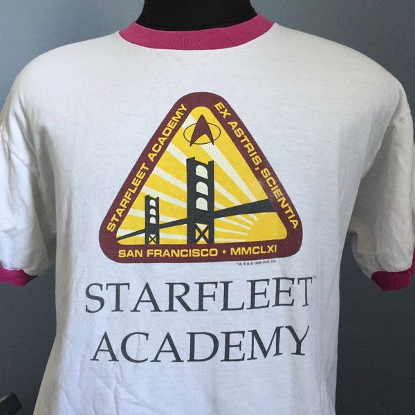 90s Vintage Star Trek 1996 Starfleet Academy Cadet Fleet San Francisco Next Generation tng tv television movie ringer T-Shirt - XL X-LARGE