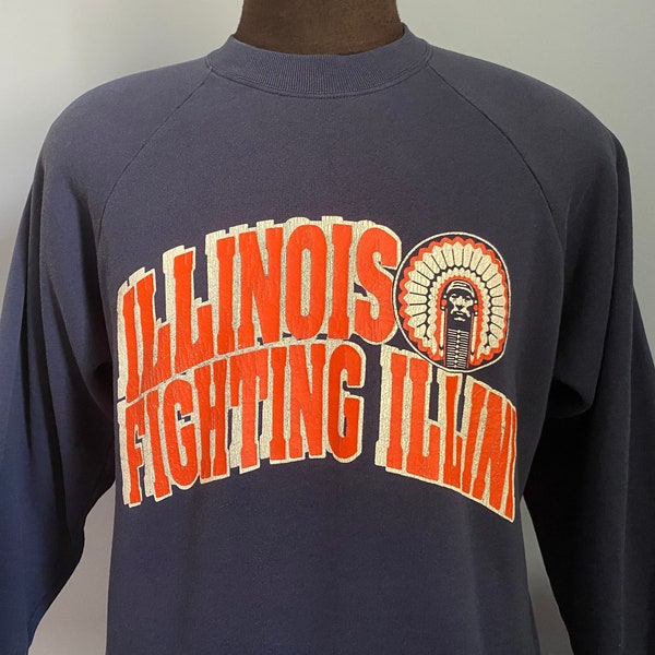 80s Vintage Illinois Fighting Illini University ncaa college Sweatshirt - MEDIUM