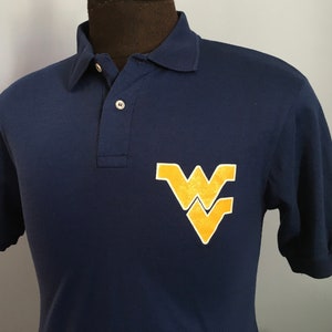 80s Vintage WVU West Virginia University Mountaineers ncaa college collared Polo Shirt - SMALL