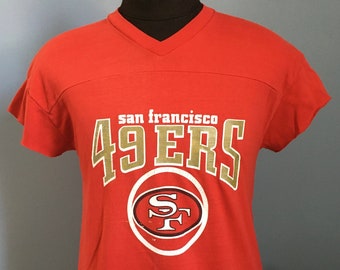 秋SALE　　49ers ロゴ Tシャツ 赤 USAヴィンテージアメフトTシャツ 80s Vintage San Francisco 49ers Nfl Football Sleeveless Cut off