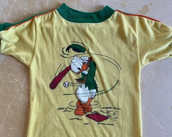 Anni '70 anni '80 Vintage Paperino baseball Walt Disney disneyland cartone animato bambini bambino bambino neonato suoneria T-shirt - GIOVANI 3T