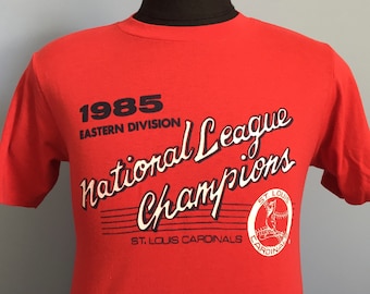 Vintage 80s St. Louis Cardinals 1985 National League Champions T-Shirt - SMALL