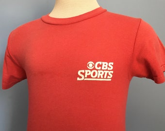80s Vintage CBS Sports promo crew tv television network channel station T-Shirt - SMALL