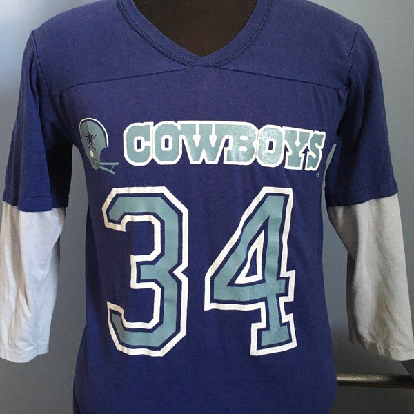80s Vintage Herschel Walker #34 Dallas Cowboys NFL football Rawlings long sleeved jersey T-Shirt - SMALL