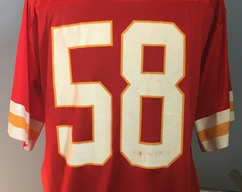 90s Vintage Derrick Thomas #58 Kansas City Chiefs Logo 7 Jersey T