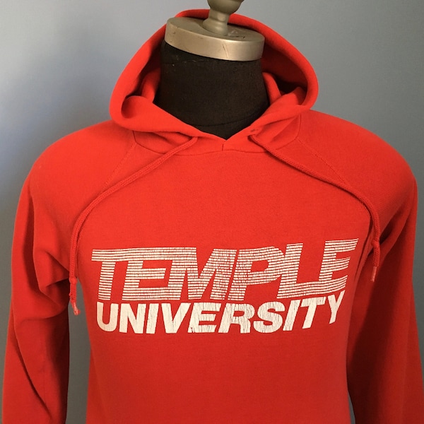 80s Vintage Temple Owls University ncaa college hoodie hooded Sweatshirt - SMALL