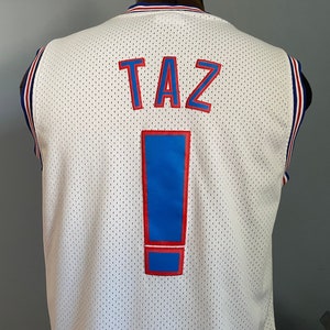 90s Vintage Taz #! Tazmanian Devil Space Jam 1996 Tune Squad movie basketball promo Champion Jersey Shirt - MEDIUM