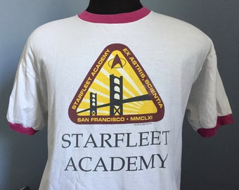 90s Vintage Star Trek 1996 Starfleet Academy Cadet Fleet San Francisco Next Generation tng tv television movie ringer T-Shirt - XL X-LARGE