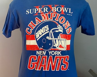 80s Vintage New York Giants Super Bowl XXI Champions 1987 1986 nfl football T-Shirt - MEDIUM