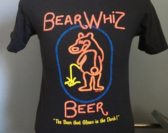Vintage 80s Bear Whiz Beer T-shirt: Glows in the Dark - SMALL - Etsy