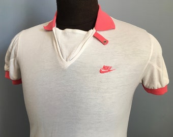 80s Vintage Nike azul marino plata logo tag shoes deportivo polo deportivo - PEQUEÑO