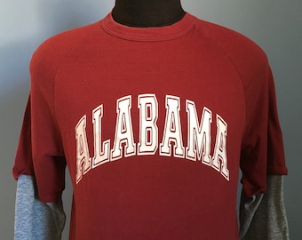 80s Vintage Alabama Crimson Tide University Bama ncaa college long sleeved T-Shirt - MEDIUM