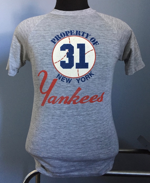 StranStarsBest 80s Vintage Dave Winfield #31 New York Yankees Property of MLB Baseball Jersey T-Shirt - Small