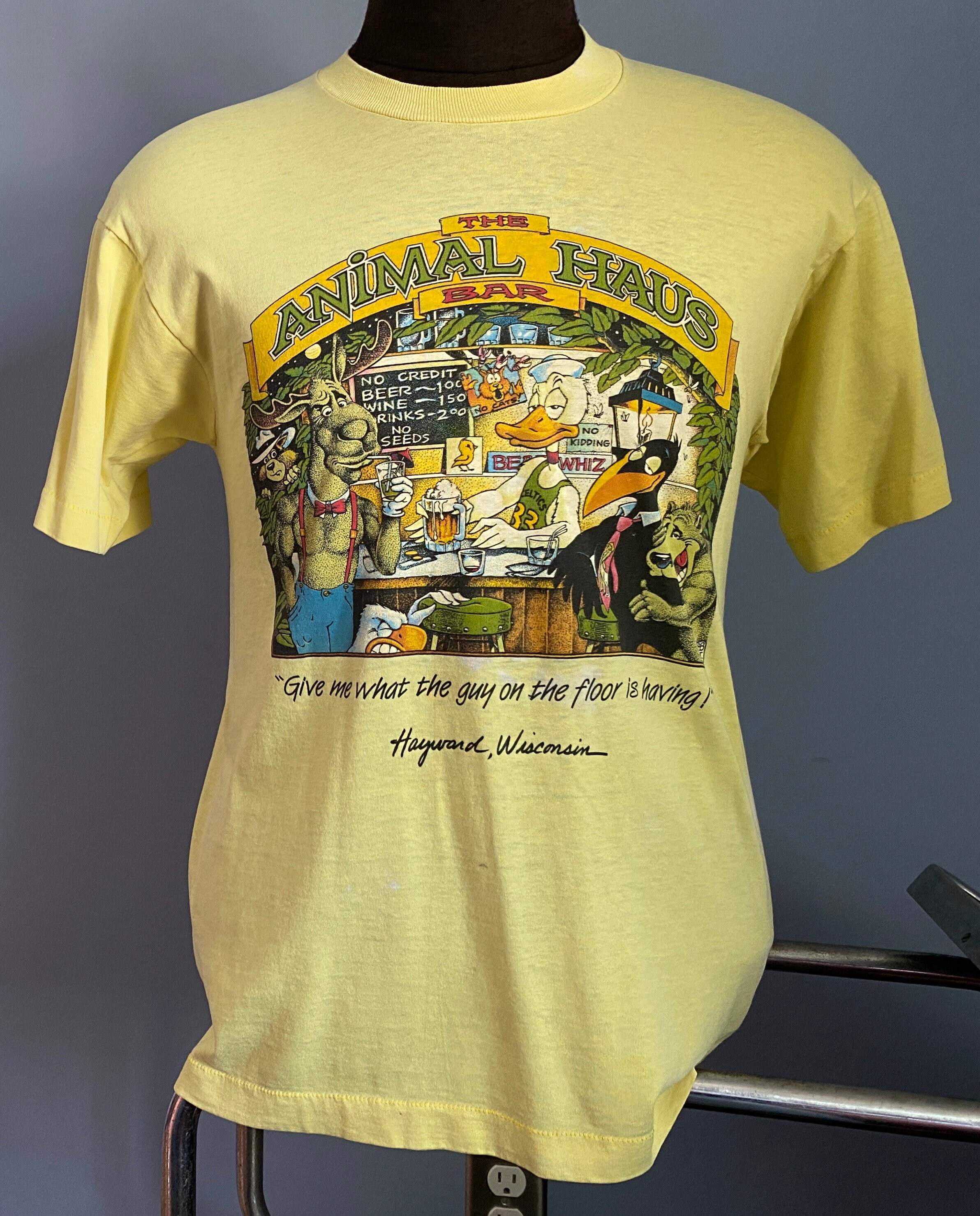 Vintage 80s Animal Haus Bar T-shirt: 1988 Bear Whiz Beer - MEDIUM 