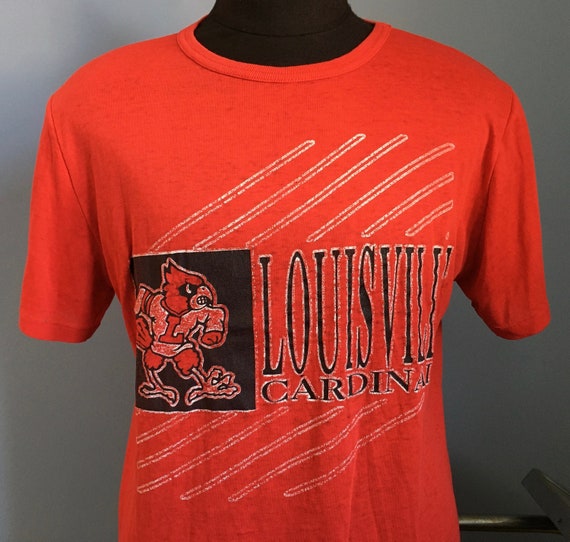 Vtg 90s Louisville Cardinals Big Logo Graphic Crewneck Sweatshirt size M  Red