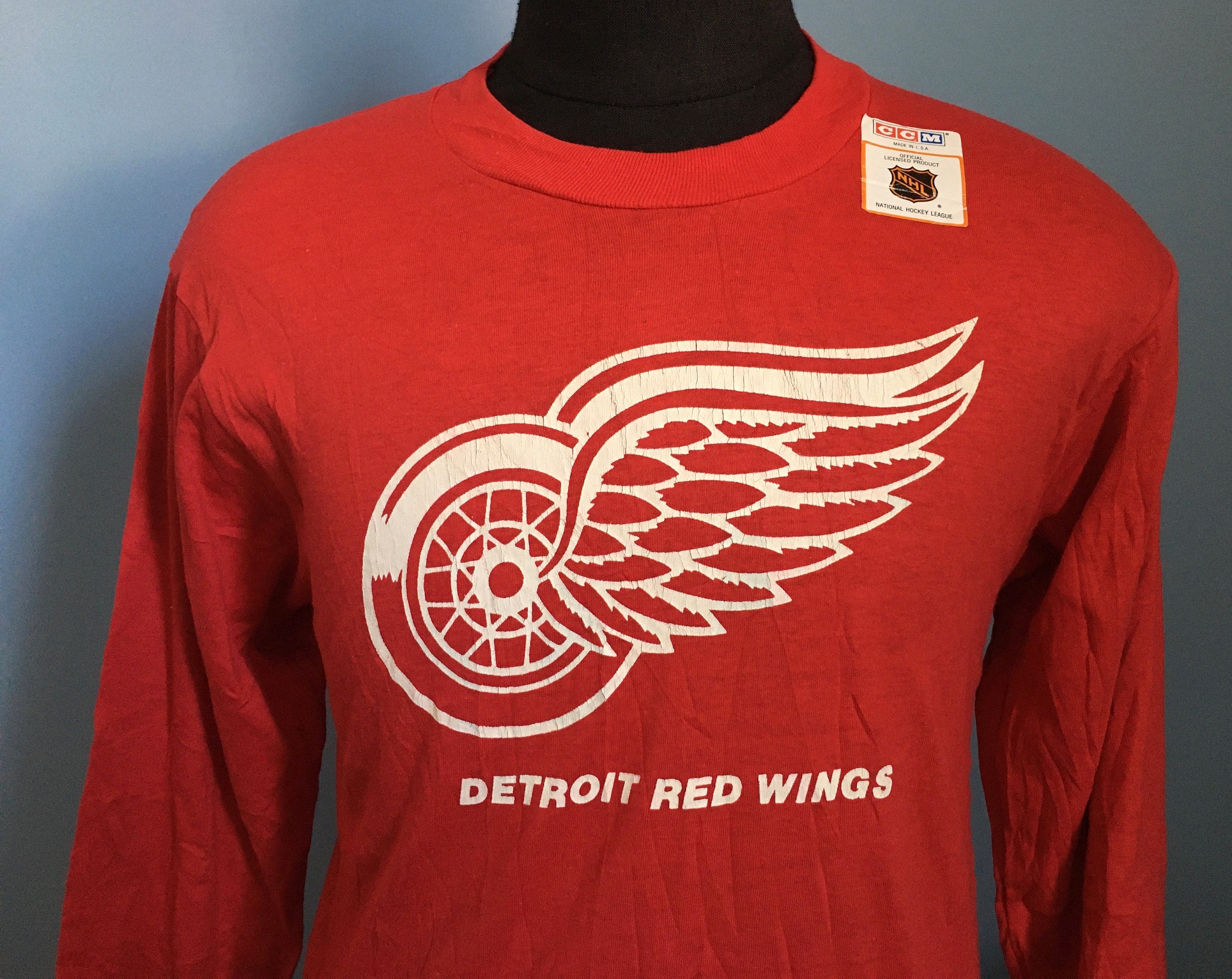 Vintage 80s Detroit Red Wings Deadstock Long Sleeve T-Shirt SMALL