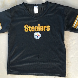 80s 90s Vintage Pittsburgh Steelers NFL football kids child&#39;s Franklin Jersey T-Shirt - YOUTH MEDIUM