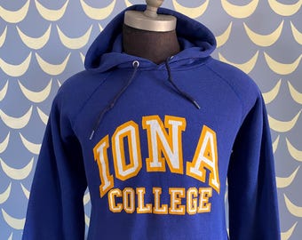 Vintage 80er Jahre Iona College Gaels Hoodie - Erwachsener Large