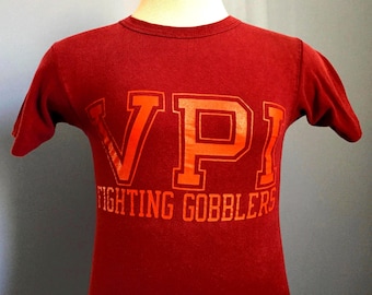 70s 80s Vintage VPI Fighting Gobblers Virginia Tech Hokies University Polytechnic Institute turkey ncaa college T-Shirt - XS X-SMALL