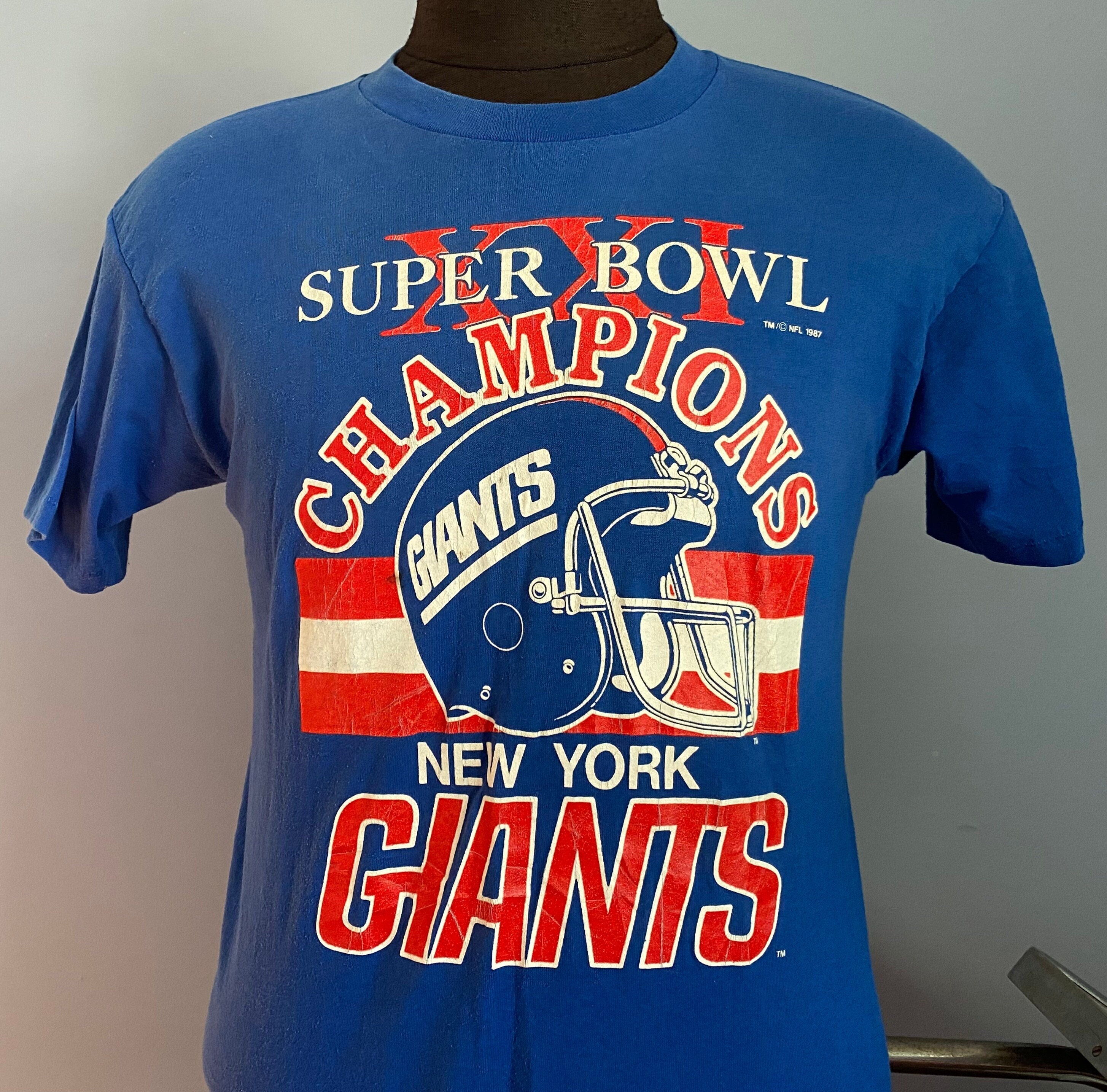 Vintage 80s New York Giants Super Bowl XXI Champions T-shirt: 1986