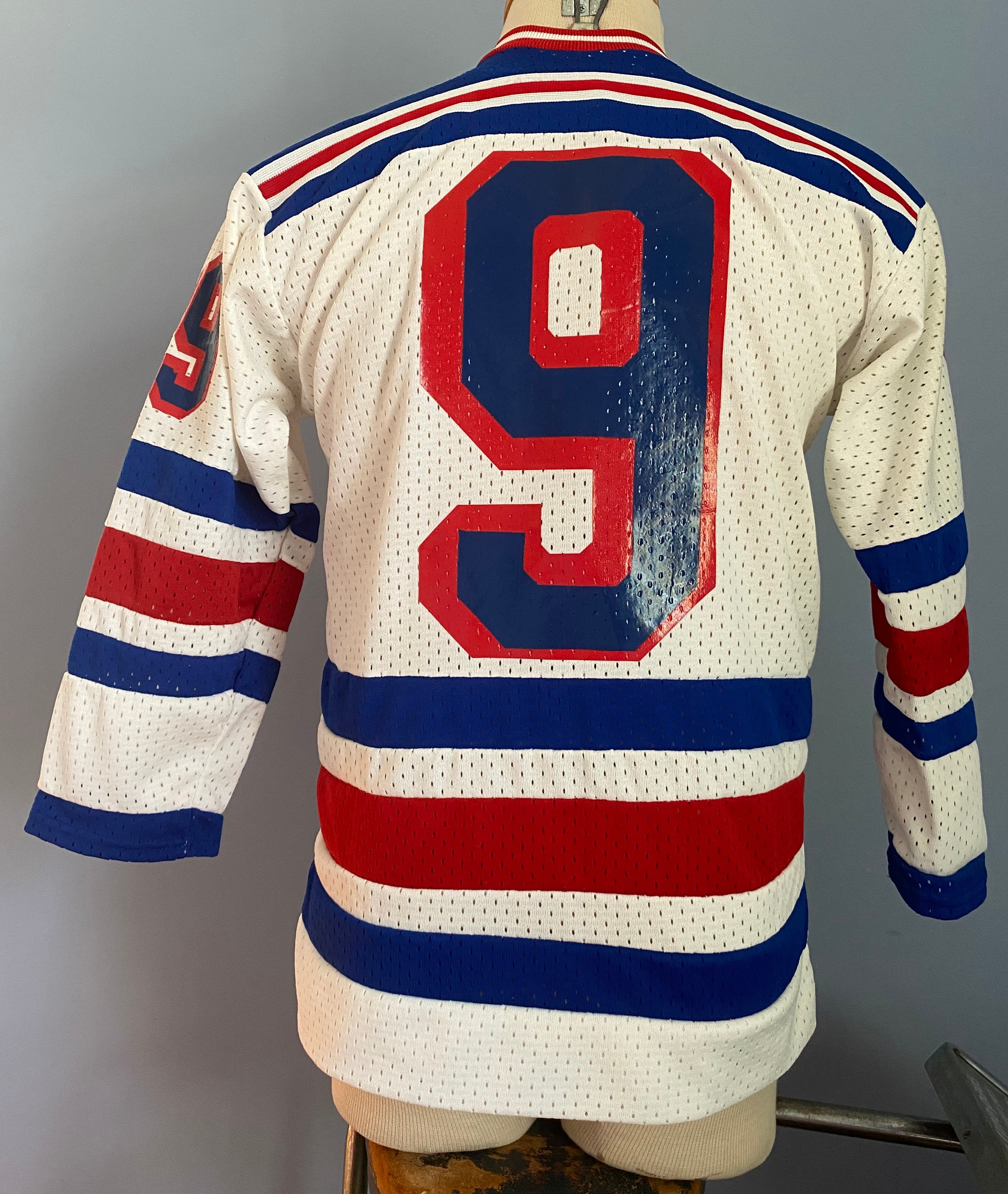 90s Vintage New York Rangers #9 Adam Graves Nhl Hockey Pro-gear 
