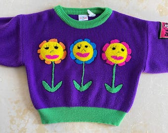 Suéter vintage de los años 80 con flores cantantes de Pee Wee's Playhouse - JUVENTUD 4T