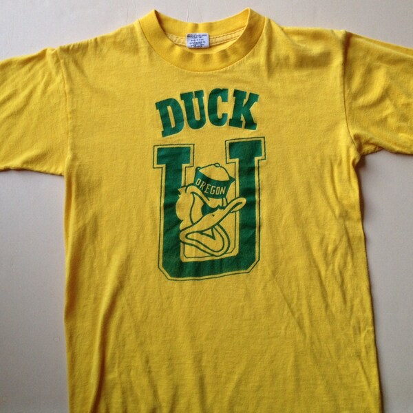 80s Vintage Duck U University of Oregon Ducks T-Shirt - SMALL 34-36