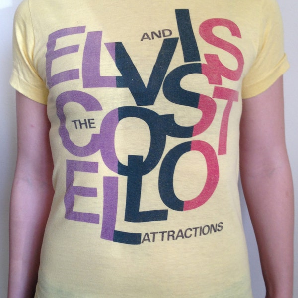 80s Vintage Elvis Costello Tour 1984 T-Shirt - SMALL