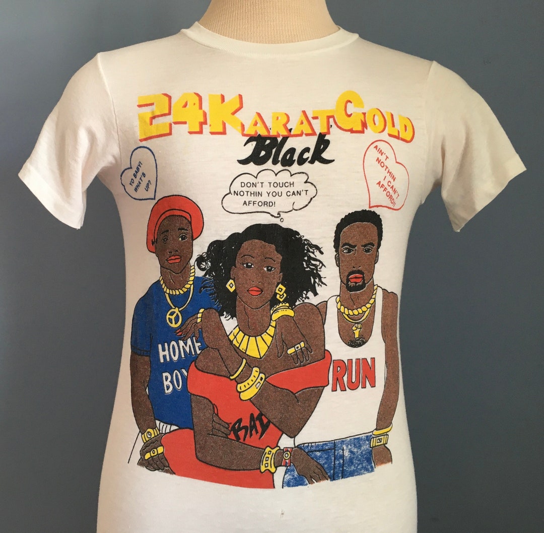 Vintage 80s 90s 24 Karat Gold Black Graphic T-shirt - X-SMALL - Etsy