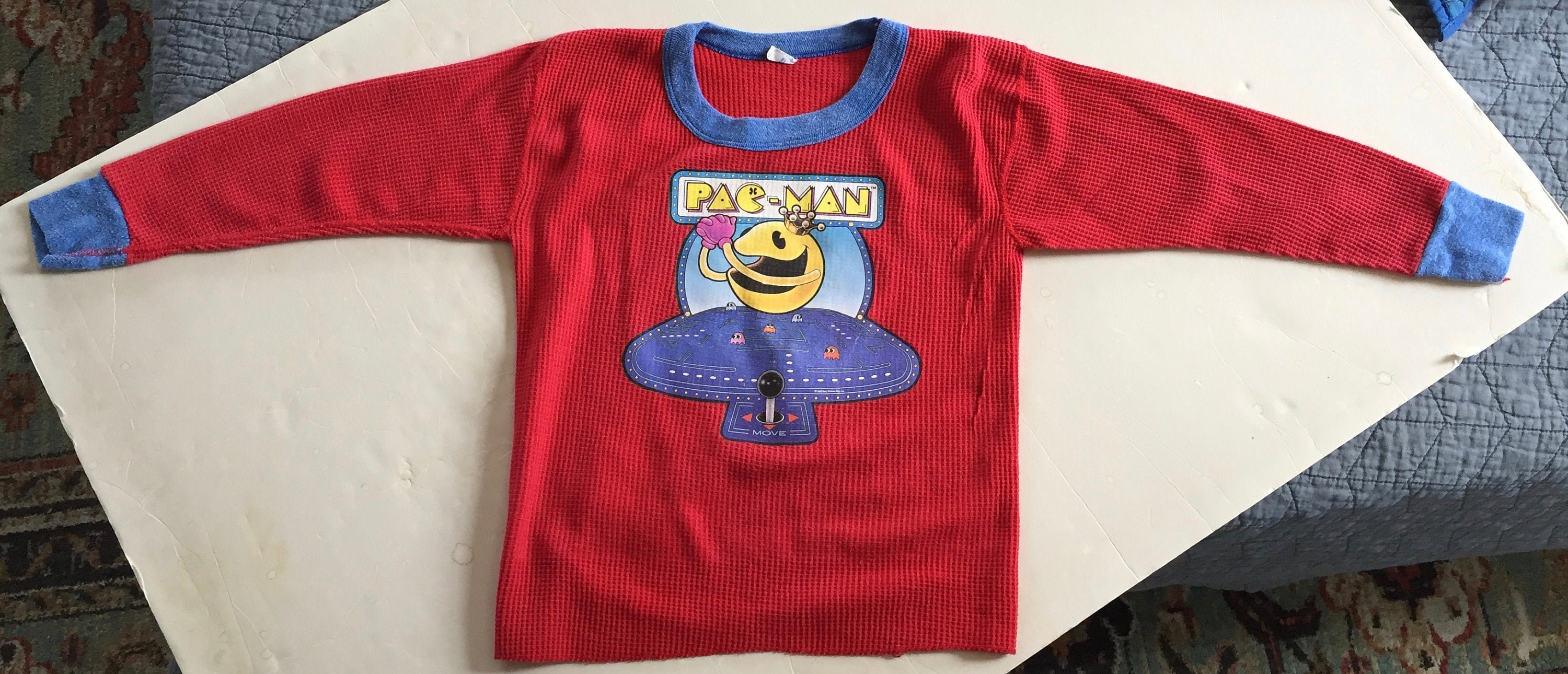 80s Vintage Pac Man 1982 pacman arcade videojuego promo pijama dormir Underoos camisa de manga larga YOUTH SMALL Etsy Mexico