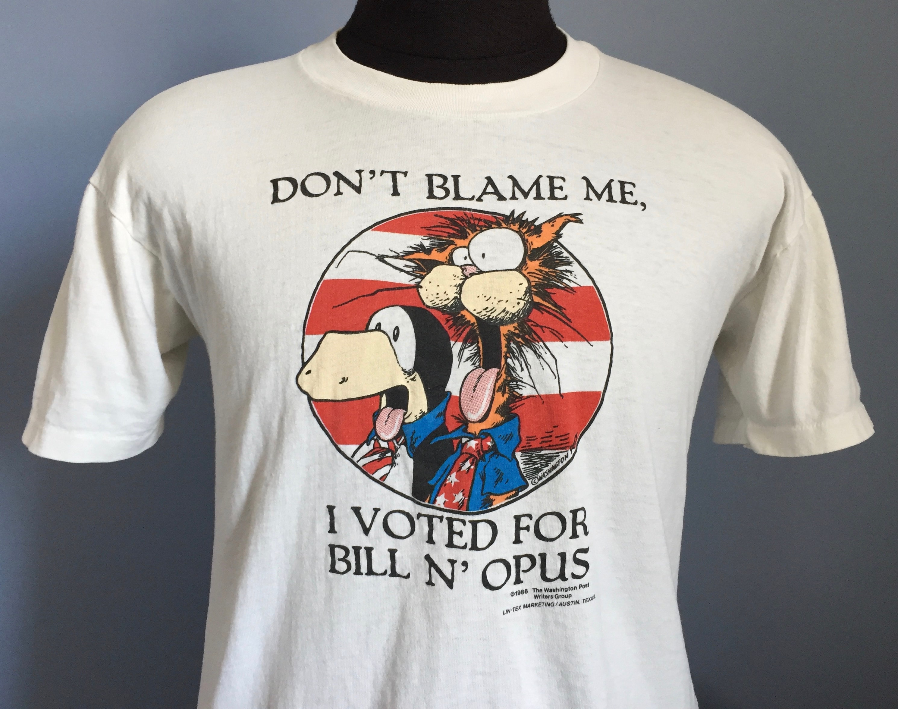 トップス Museum of Daily Opus Tshirts 80s Vintage Opus Bill the Cat President Bloom County Don't
