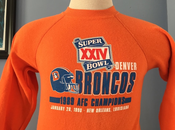 80s Vintage Denver Broncos Super Bowl XXIV 1989 Nfl Football