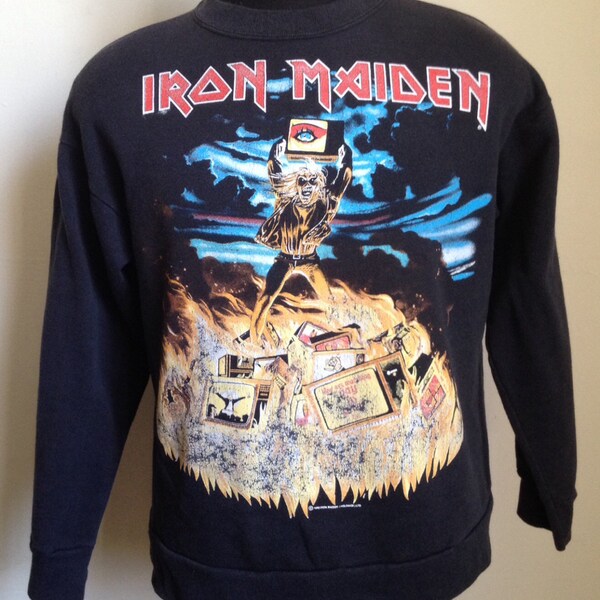 90s Vintage Iron Maiden Holy Smoke 1990 Sweatshirt - XL X-LARGE