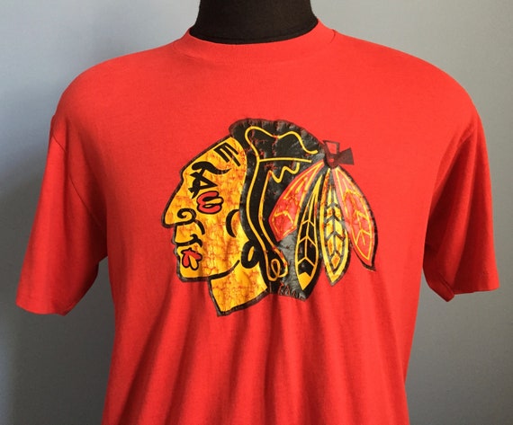 80s Vintage Chicago Blackhawks nhl hockey Black H… - image 1