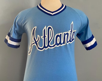 Camiseta de béisbol MacGregor de los Atlanta Braves de la MLB, años 80, de punto arena (talla pequeña)