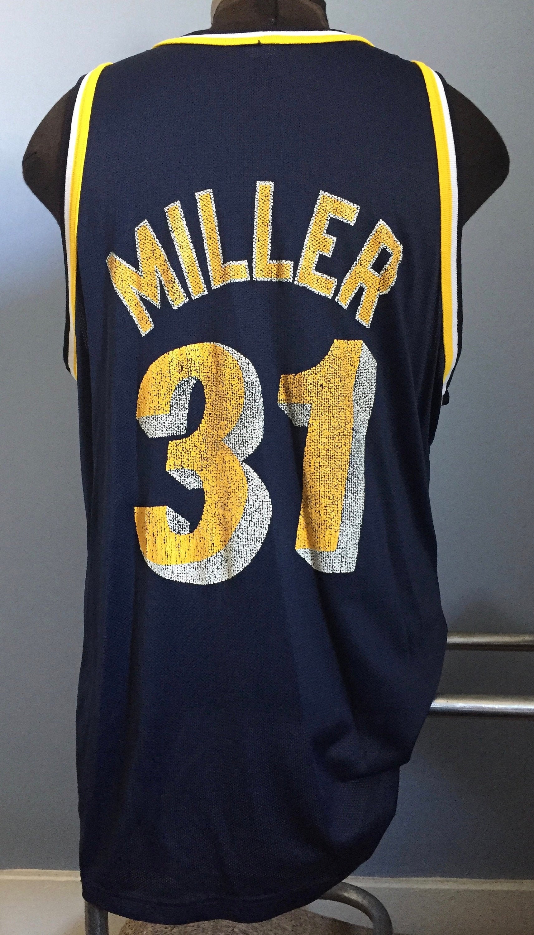 Vintage Champion Reggie Miller Jersey Indiana Pacers NBA Size 48 XL Blue  Stripe
