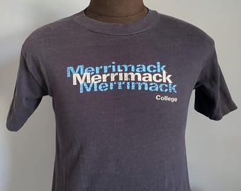 80s Merrimack College Warriors ncaa university massachusetts catholic T-Shirt - MEDIUM