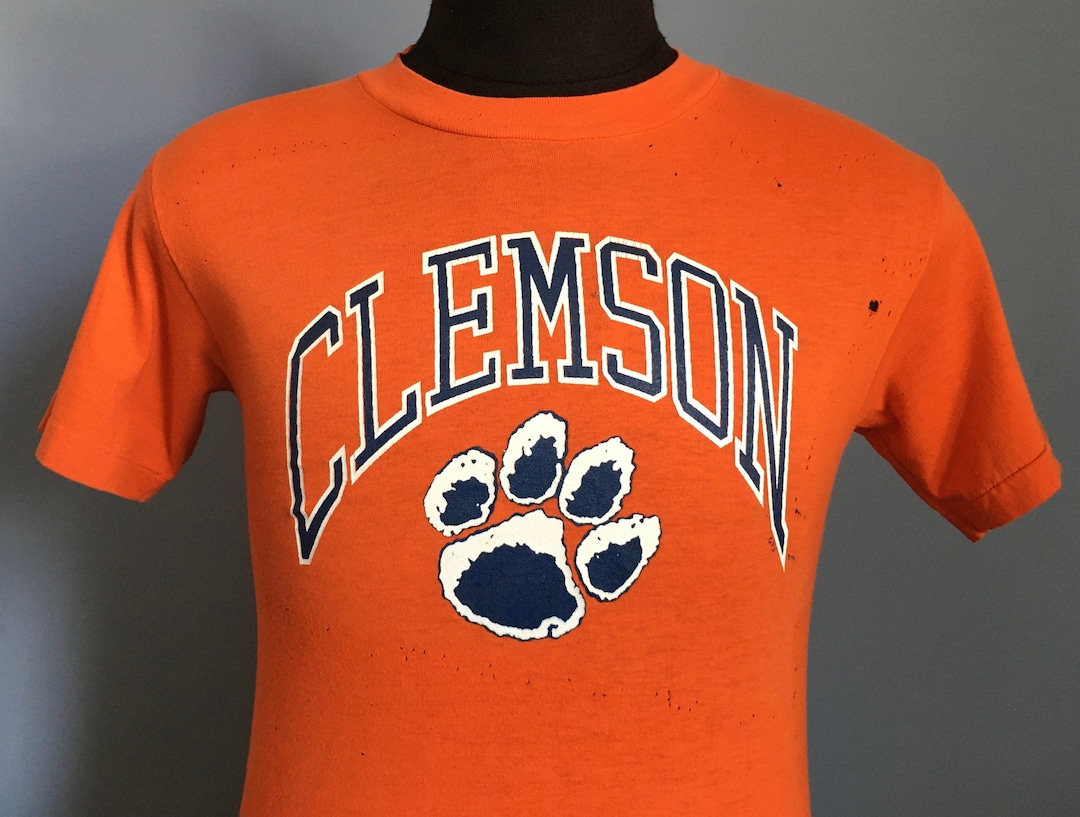 T-shirt Vintage Clemson Tigers 70s/80s USA - Raglan Noir Taille L - Rare